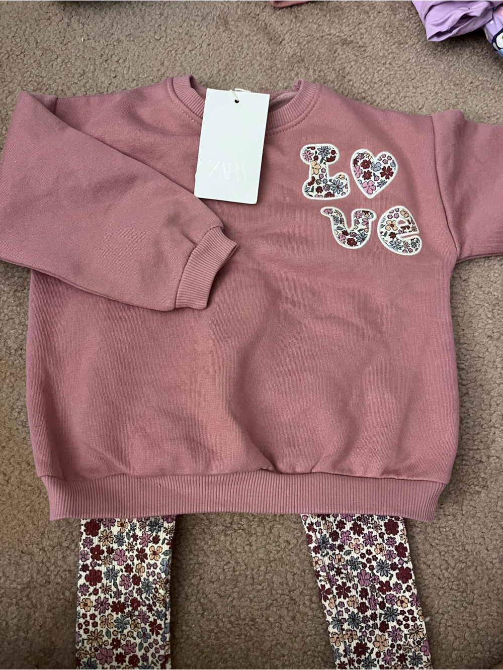 Zara Rose Pink Floral Applique Kids Overalls Bottoms Set